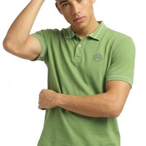 Peter England Men's Regular Fit Insignia Half Sleeve Polo T-Shirt | Cotton Rich | Premium Pique Weave