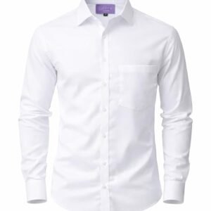 Ashwary Men's Full Sleeve Formal Shirt, Cotton Blend (White)