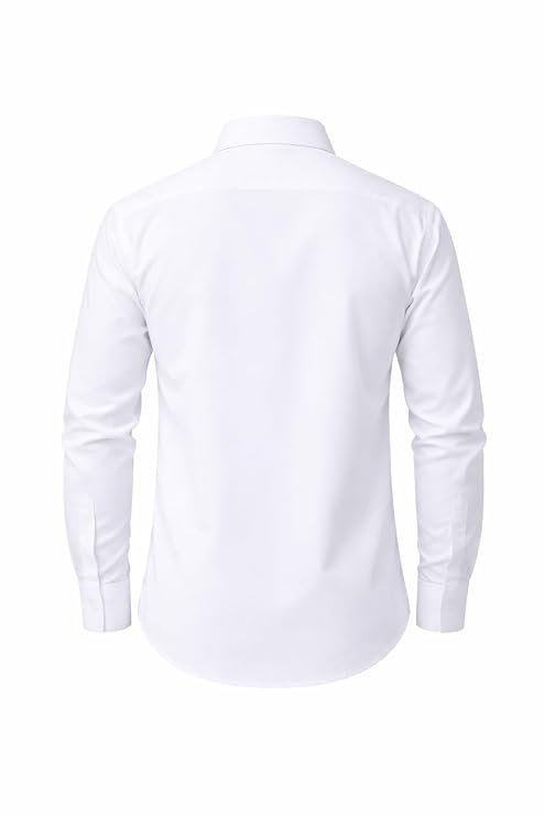 Ashwary Men's Full Sleeve Formal Shirt, Cotton Blend (White) - Image 2